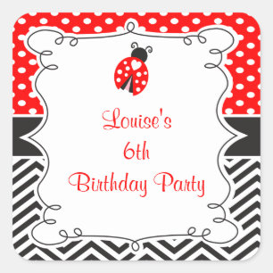 Sticker Carré Fête d'anniversaire coccinelle Ladybird