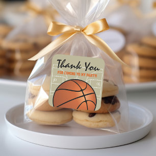 Sticker Carré Fête d'anniversaire de basketball pour enfants
