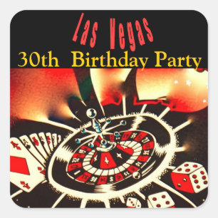 Sticker Carré Fête d'anniversaire de casino de Las Vegas