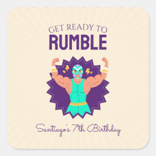 Sticker Carré Fête d'anniversaire de catch rétro