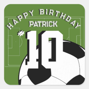 Sticker Carré Fête d'anniversaire de football bannière personnal