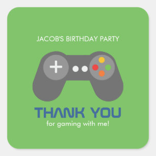 Sticker Carré Fête d'anniversaire de Gamer