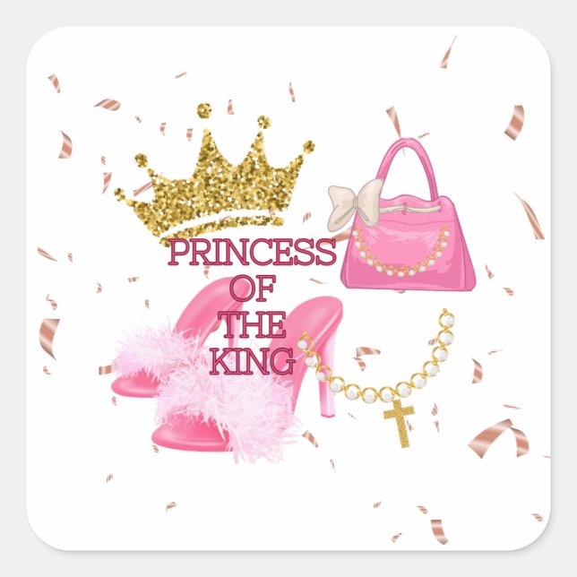 Sticker Carré Fête d'anniversaire de la princesse (Devant)