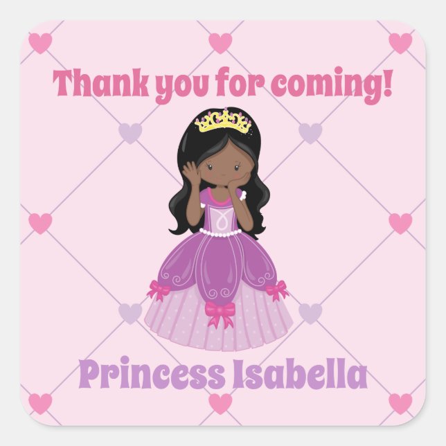 Sticker Carré Fête d'anniversaire de la princesse africaine amér (Devant)