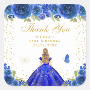 Sticker Carré Fête d'anniversaire de princesse aux cheveux blond