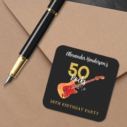 Sticker Carré Fête d'anniversaire des 50 ans du Rock and Roll