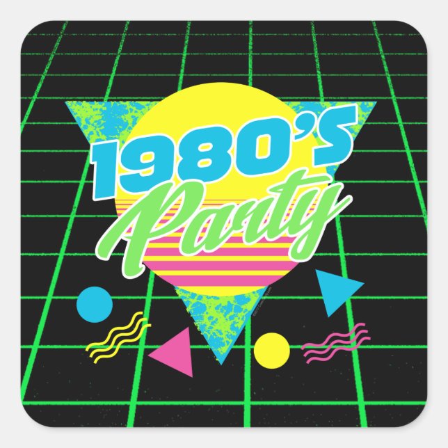 Sticker Carré Fête d'anniversaire des années 80 (Devant)