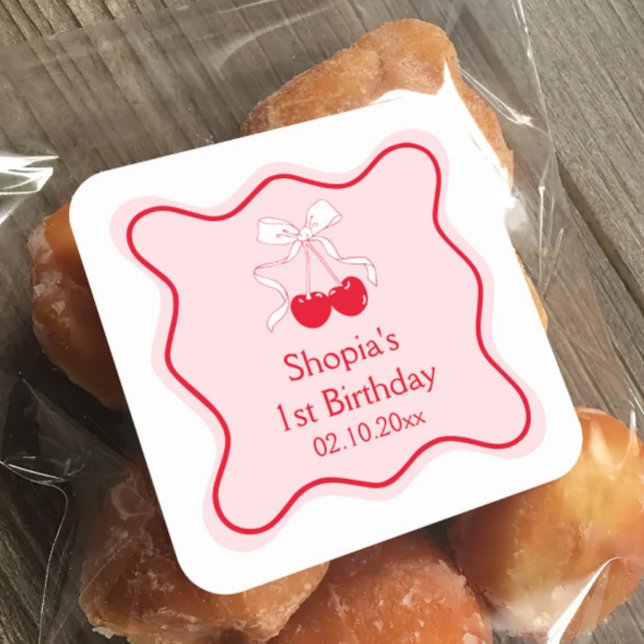 Sticker Carré Fête d'anniversaire des cerisiers (Créateur téléchargé)