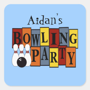 Sticker Carré Fête d'anniversaire faite sur commande de bowling