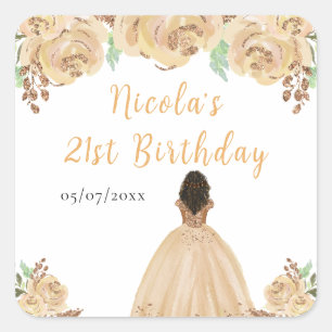 Sticker Carré Fête d'anniversaire florale de la princesse Peach 