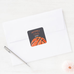 Sticker Carré Fête d'anniversaire garçon 10 ans Basketball Sport