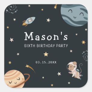 Sticker Carré Fête d'anniversaire ludique pour enfants - Aventur