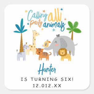 Sticker Carré Fête d'anniversaire pour tous les fêtards