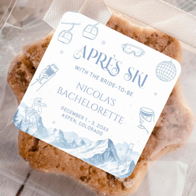 Sticker Carré Fête de Bachelorette Apres Ski d'Hiver (Créateur téléchargé)