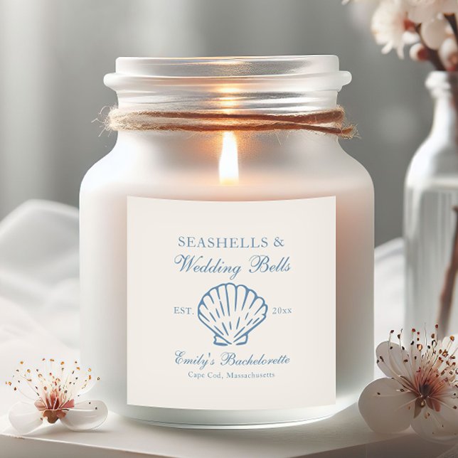 Sticker Carré Fête de Bachelorette Coquillages et Cloches de Mar (Créateur téléchargé)