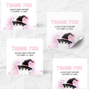 Sticker Carré Fête de bébé Little Boo fantôme sorcière rose