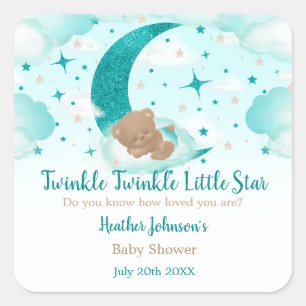 Sticker Carré Fête de Bébé Ours Twinkle Twinkle Little Star