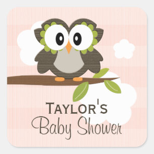 Sticker Carré Fête de Chouette Personnalisée Favoriser les Étiqu