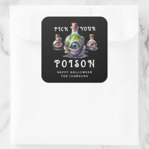 Sticker Carré Fête de Cocktail d'Halloween Choisissez Votre Pois
