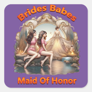 Sticker Carré Fête de filles de la mariée avec style