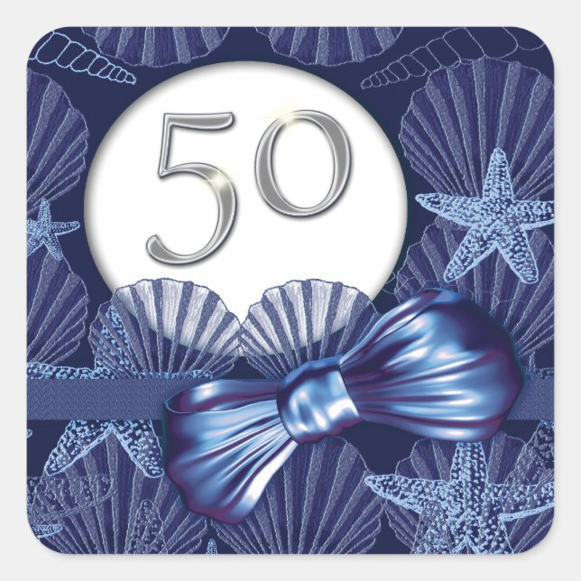 Sticker Carré fête de la plage bleue 50e anniversaire (Devant)