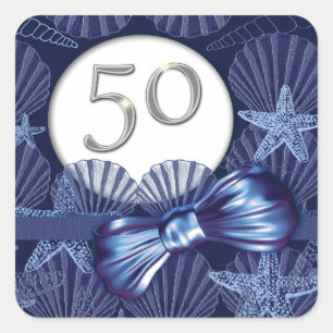 Sticker Carré fête de la plage bleue 50e anniversaire