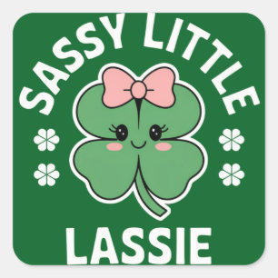 Sticker Carré Fête de la Saint-Patrick Petite fille impertinente