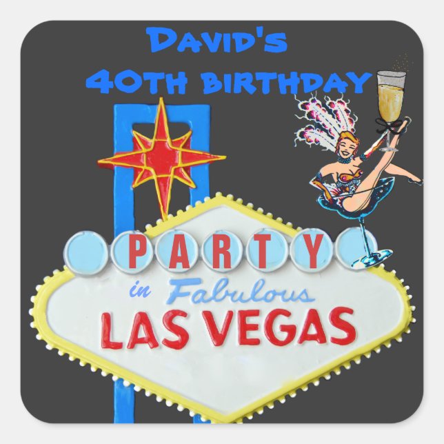 Sticker Carré Fête de Las Vegas (Devant)