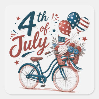 Sticker Carré Fête de l'indépendance des États-Unis