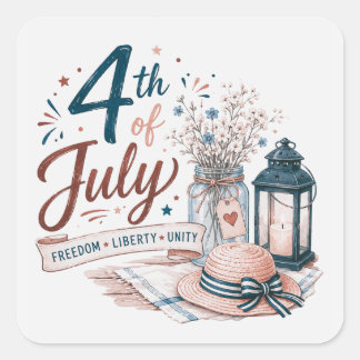 Sticker Carré Fête de l'indépendance des États-Unis