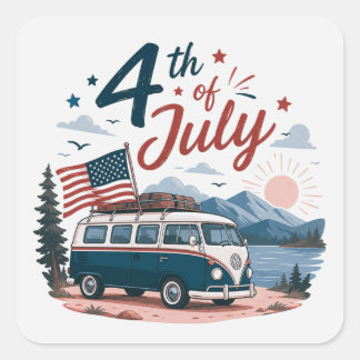 Sticker Carré Fête de l'indépendance des États-Unis