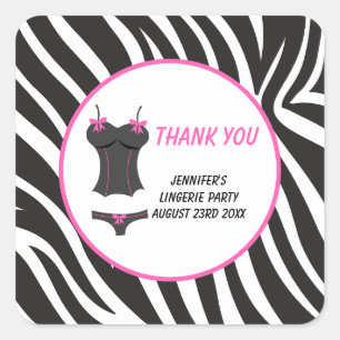 Sticker Carré Fête de lingerie rose chaud Merci