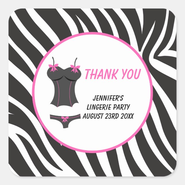 Sticker Carré Fête de lingerie rose fuchsia remerciements (Devant)