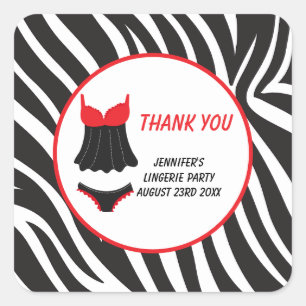 Sticker Carré Fête de lingerie rouge Merci