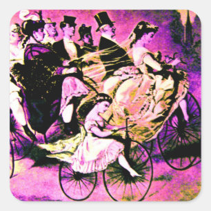 STICKER CARRÉ FÊTE DE MARIAGE BLACK ROSE PURPLE