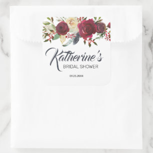 Sticker Carré Fête de mariage bohème Burgundy Bloom Floral