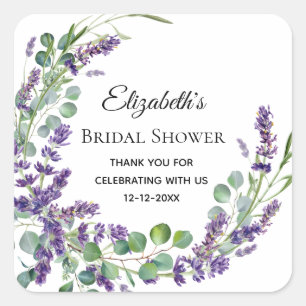 Sticker Carré Fête de mariage bohème lavande eucalyptus