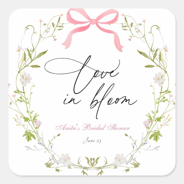 Sticker Carré Fête de mariage champêtre Fleur sauvage (Devant)