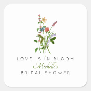 Sticker Carré Fête de mariage champêtre Love is in Bloom 