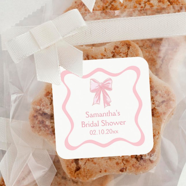 Sticker Carré Fête de mariage de la Coquette Rose attachant le n (Créateur téléchargé)