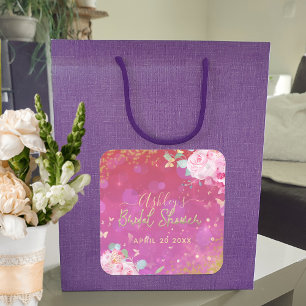 Sticker Carré Fête de mariage élégante romantique florale rose