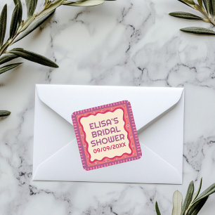 Sticker Carré Fête de Mariage Retro Boho Fun sur mesure Artisana