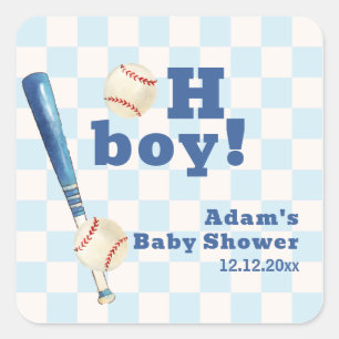 Sticker Carré Fête de naissance bébé baseball Little Slugger car