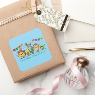 Sticker Carré Fête de nourriture mexicaine Kawaii mignonne - Tac