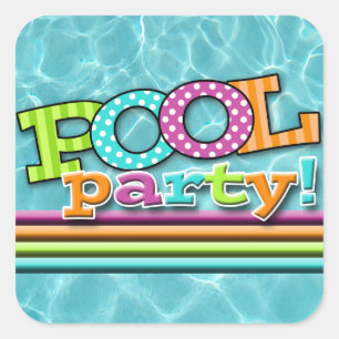 Sticker Carré Fête de Piscine Célébration