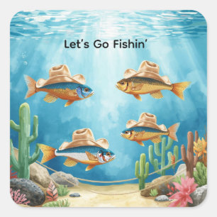Sticker Carré Fête de poissons sur le thème du Texas