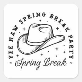 Sticker Carré Fête de printemps cowboy casquette drôle