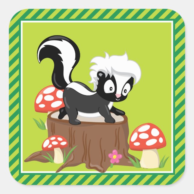 Sticker Carré Fête des animaux des bois | Skunk (Devant)