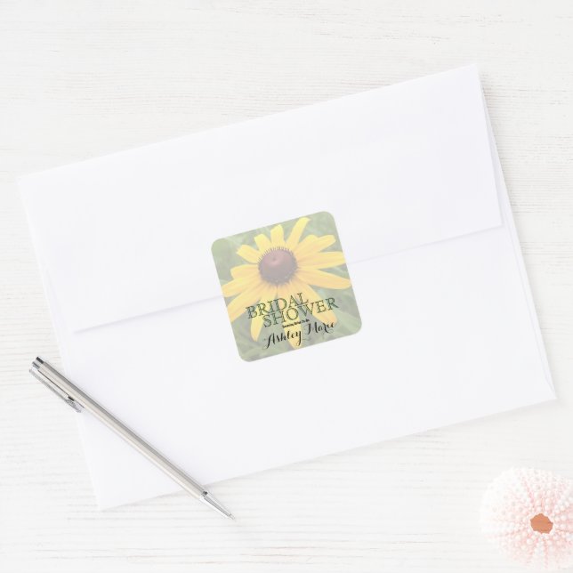 Sticker Carré Fête des mariées florale simple Rudbeckia photo (Enveloppe)