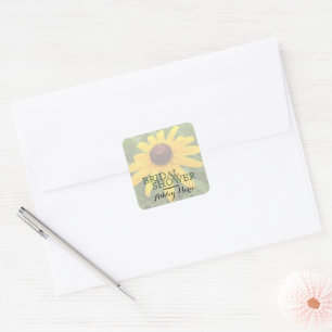 Sticker Carré Fête des mariées florale simple Rudbeckia photo